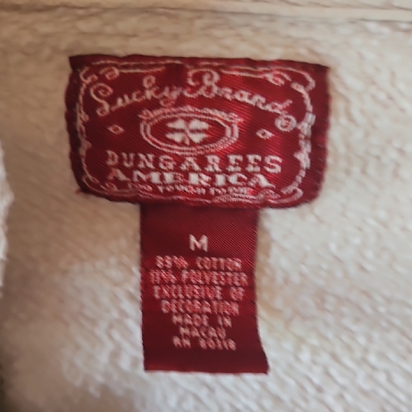 Lucky Brand Cream Hoodie Jacket with Red Logo - Picture 3 of 4